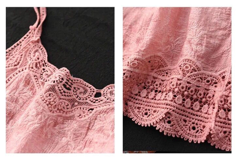 Women Sleeveless Tank Top Crochet Boho Camisole Crop Top Vintage Lace Trim