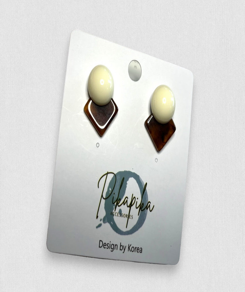 Vintage Resin Stud Earrings Geometric