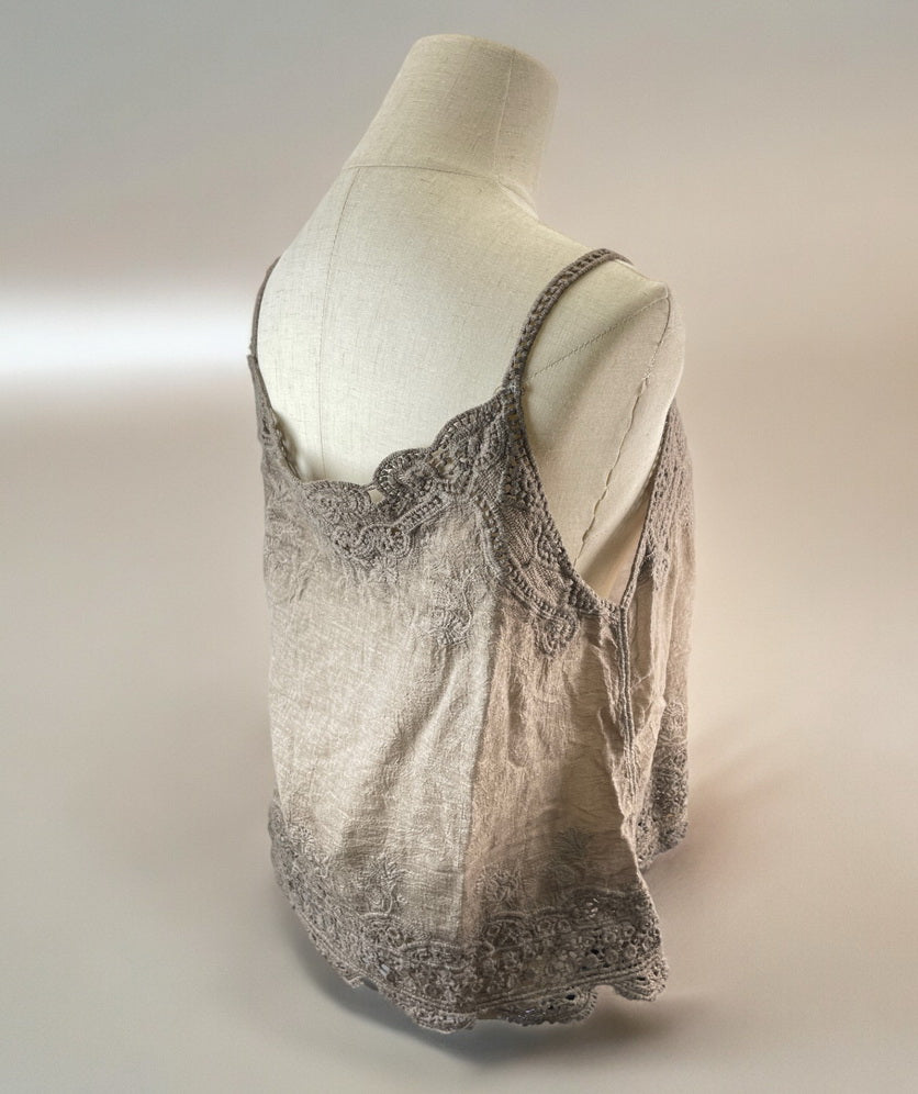Women Sleeveless Tank Top Crochet Boho Camisole Crop Top Vintage Lace Trim