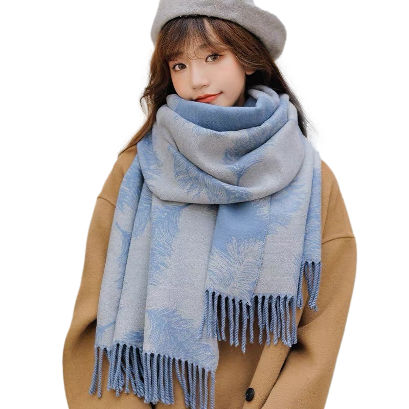Cashmere Pashmina Shawls, Winter Reversible Blanket Scarves For Women Feather