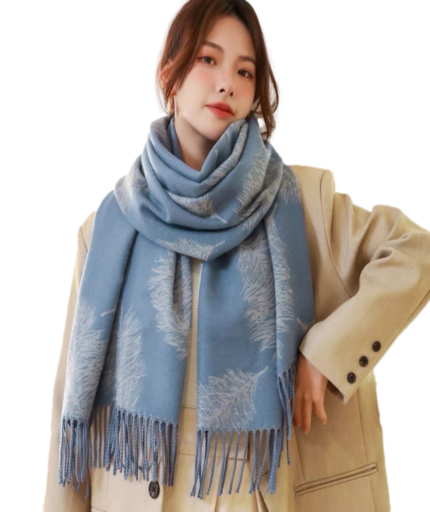 Cashmere Pashmina Shawls, Winter Reversible Blanket Scarves For Women Feather