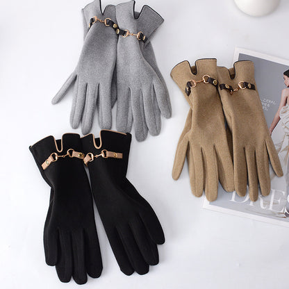 Winter Gloves Women, Touch Screen Gloves Winter Warm Strap With Buckle