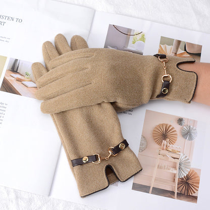 Winter Gloves Women, Touch Screen Gloves Winter Warm Strap With Buckle