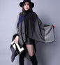 Women's Printed Shawl Wrap Open Front Poncho Cape Geometric Block