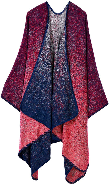 Women's Poncho Cape Stylish Cloak Scarf Shawl Oversize Shawl Wrap for Women Solid Gradient