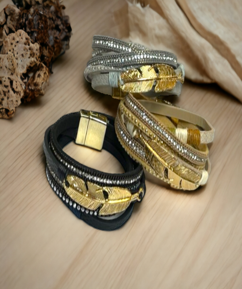 Leather bracelet wrap around