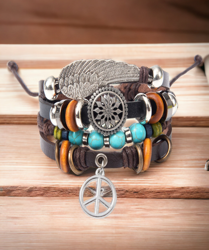 leather wrap charm bracelet