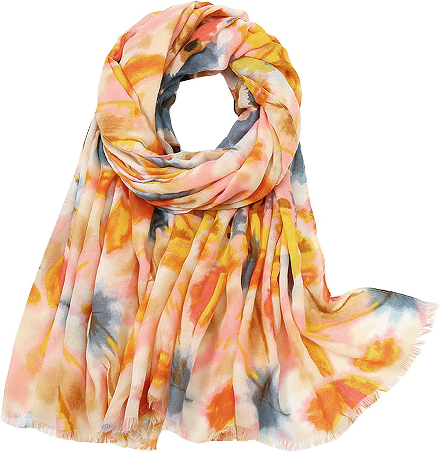 Womens Scarves Lightweight - Soft Cotton Scarf Long Floral Print