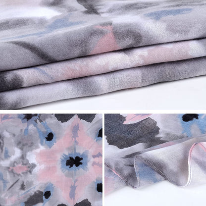 Womens Scarves Lightweight - Soft Cotton Scarf Long Floral Print