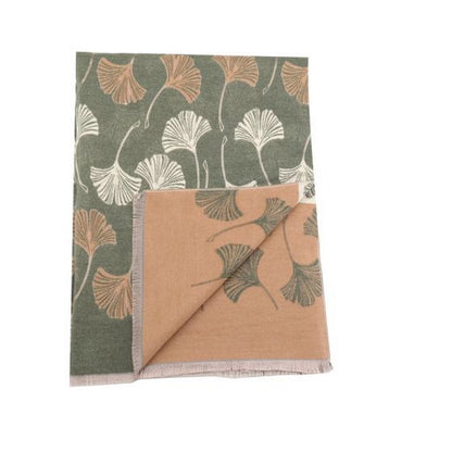 Cashmere Pashmina Scarf – Thick Winter Wrap for Women Ginkgo Leaf Print