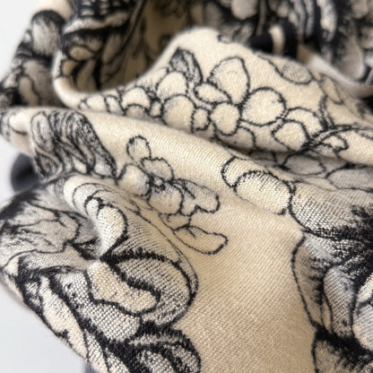 Cashmere Pashmina Scarf – Thick Winter Wrap for Women Vintage Flower Print