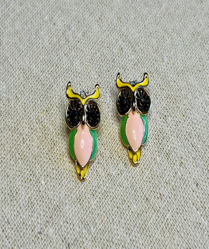 Cute Earrings Stud Owl Colourful