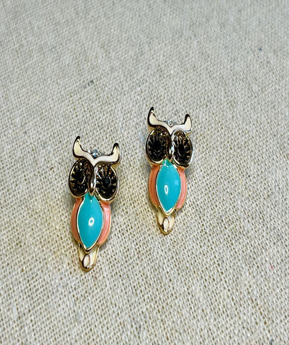 Cute Earrings Stud Owl Colourful