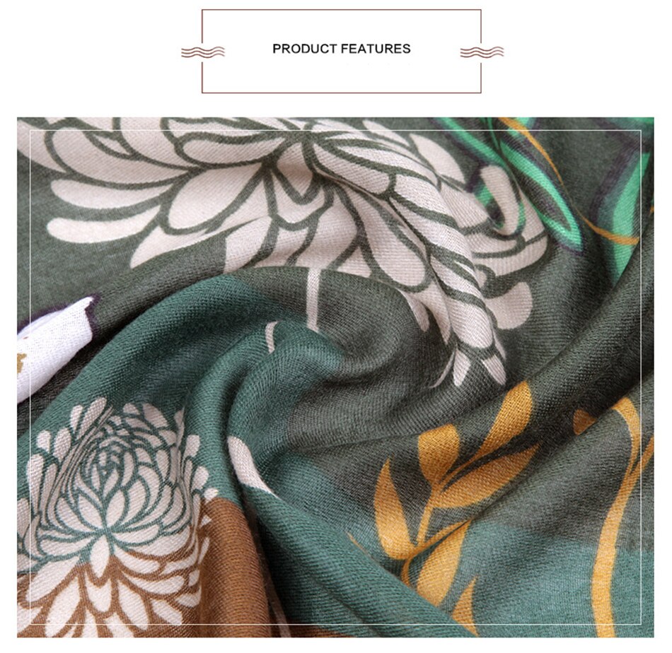 Womens Floral Print Scarf Winter Warm Pashmina Scarf Shawls