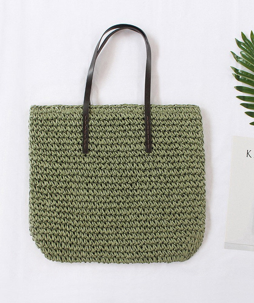 Handwoven Large Handbag Straw Tote Bag Rectangular Shape