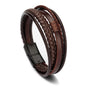 Leather Wrap Bracelet For Men and Women Multi Layer Wristband Multi Strand Unisex Plain Magnetic Closure