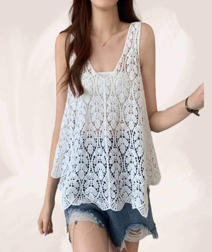 sleeveless tank top crochet knit