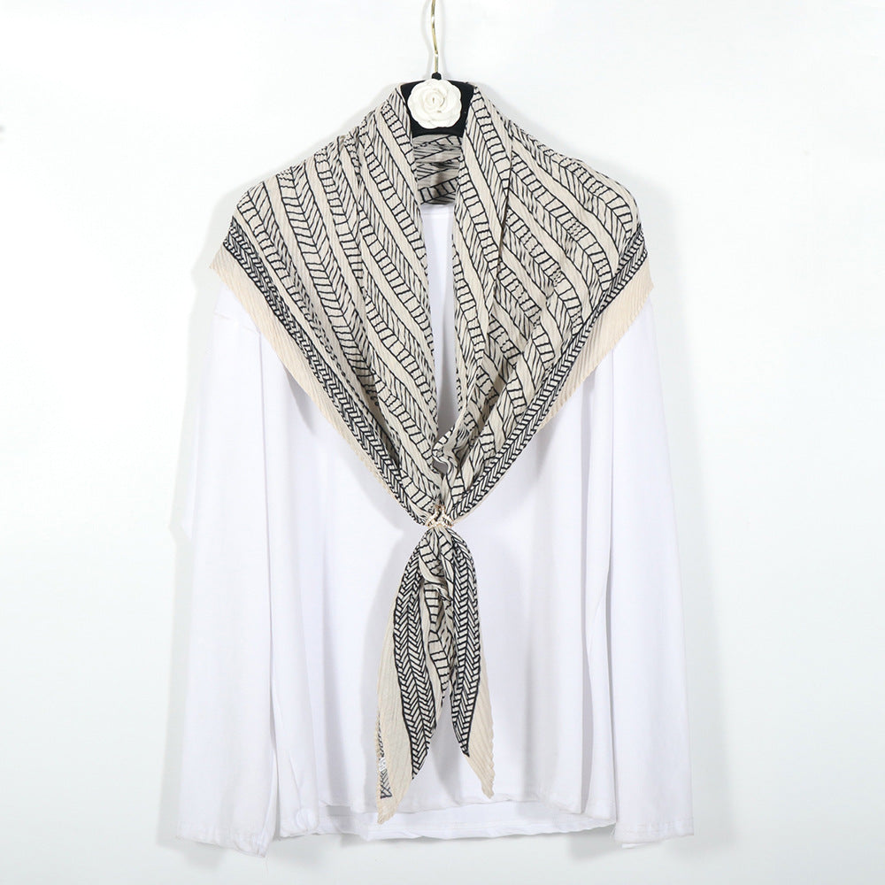 Scarf Square Pleated Lines Print