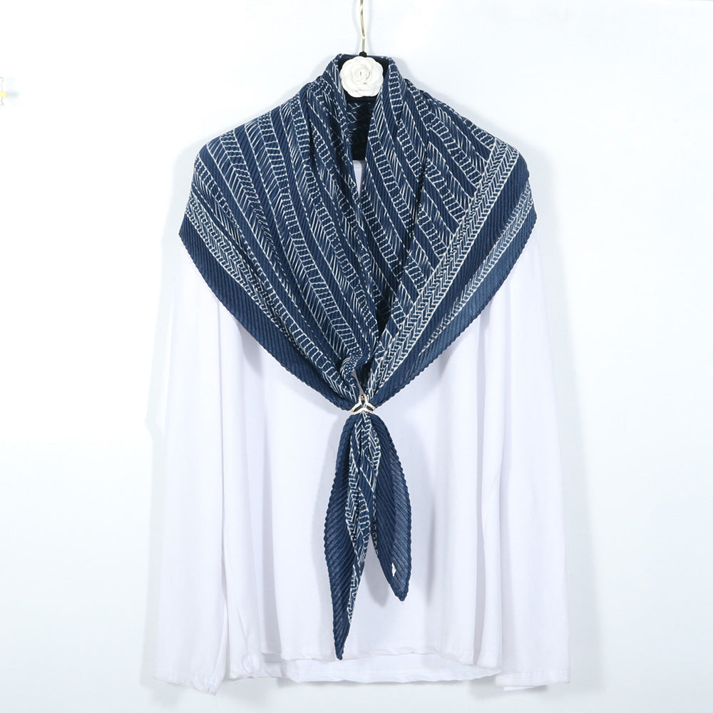 Scarf Square Pleated Lines Print