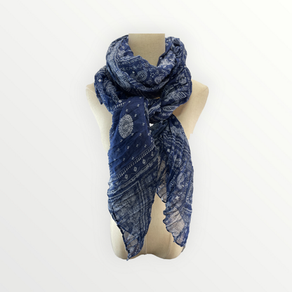 Scarf Long Crinkle Ethnic Boho Pattern