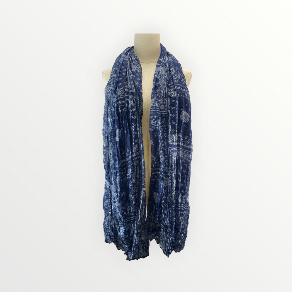 Scarf Long Crinkle Ethnic Boho Pattern