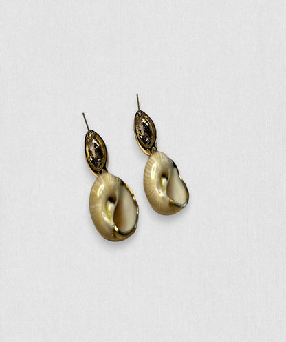 Sea Shell Drop Earrings Conch Gold Plated