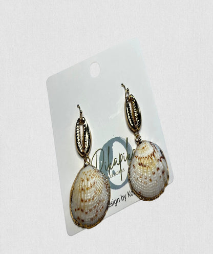 Sea Shell Drop Earrings Gold Plated