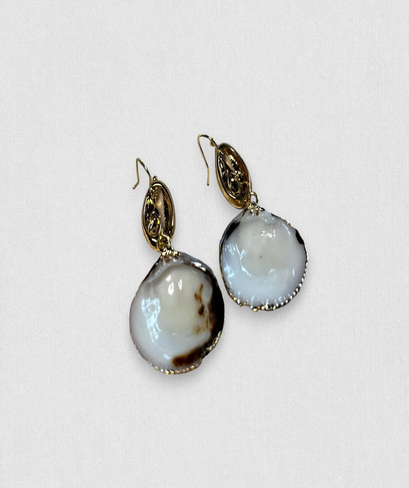 Sea Shell Drop Earrings Gold Plated