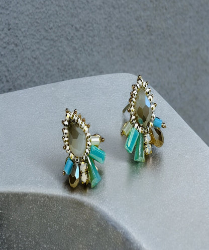 Vintage Earring Stud Teardrop Bohemian Crystal