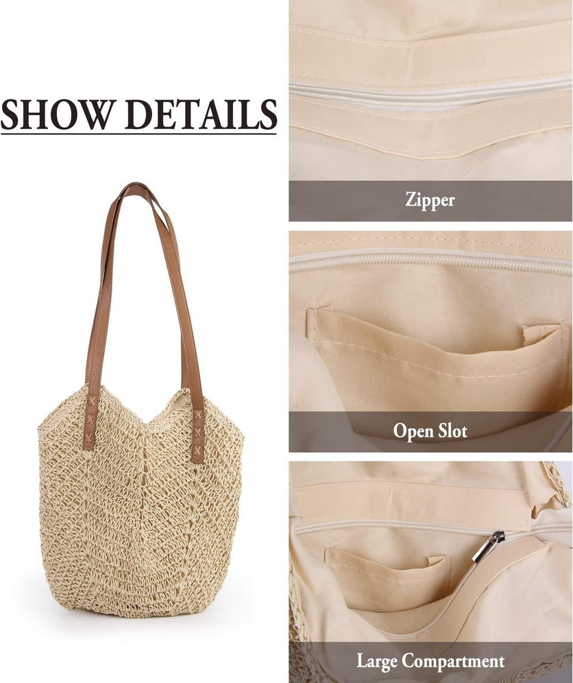 Straw Beach Bags for Women Tote Bag Woven Handbag