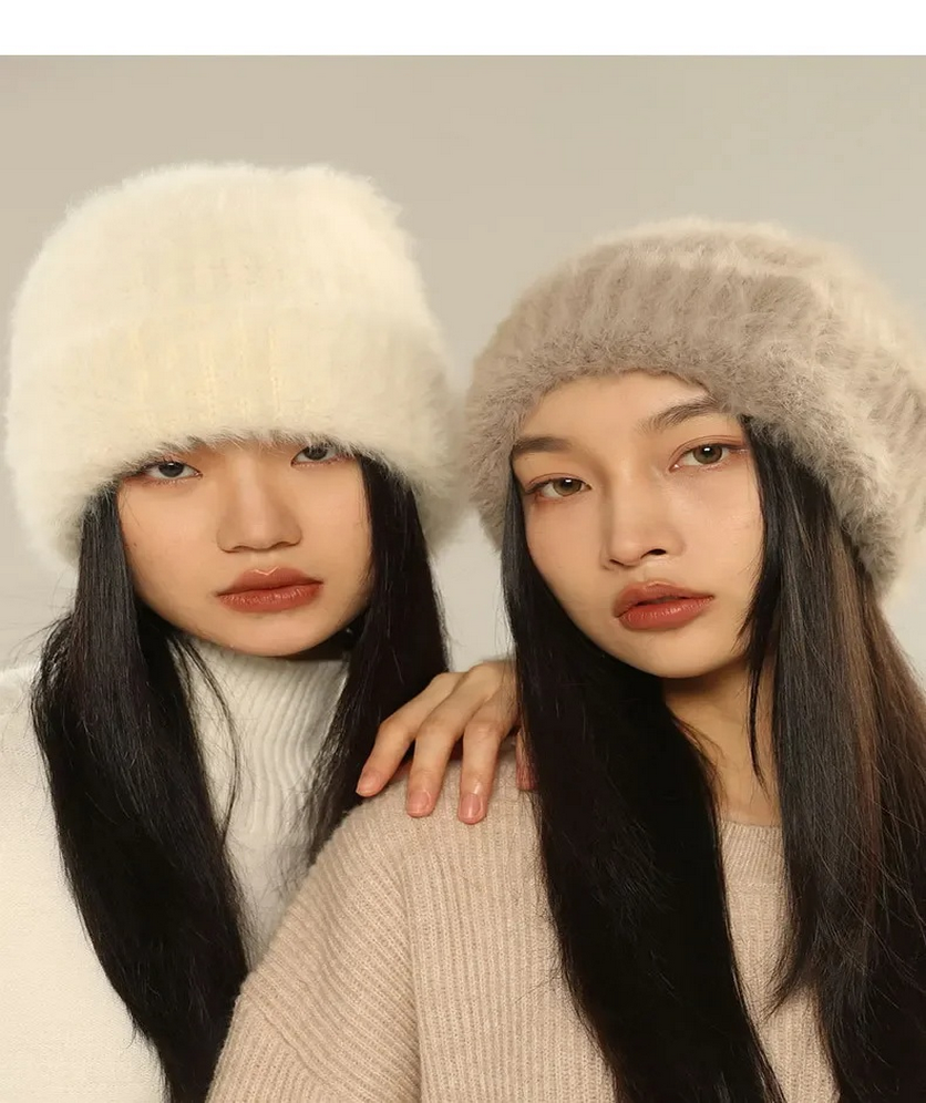 Winter Beanie Hats for Women Men Knitted Hat Angora Wool