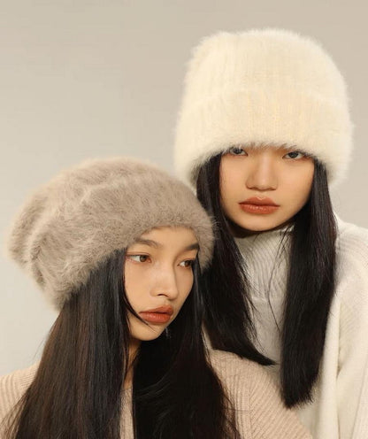 Winter Beanie Hats for Women Men Knitted Hat Angora Wool