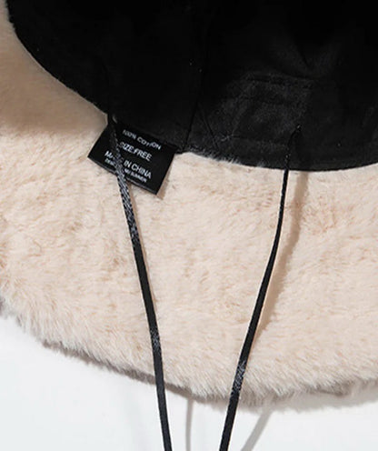 Winter Bucket Hat for Women Faux Fur Furry Hat Fluffy