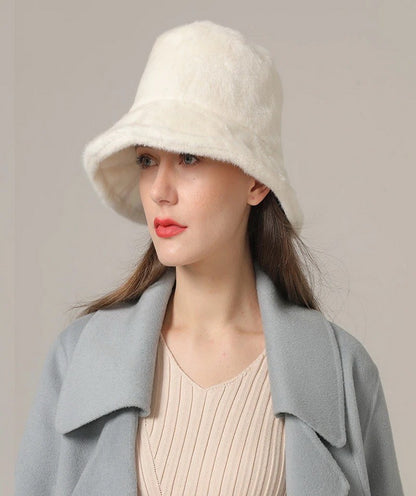 Winter Bucket Hat for Women Faux Fur Furry Hat Fluffy