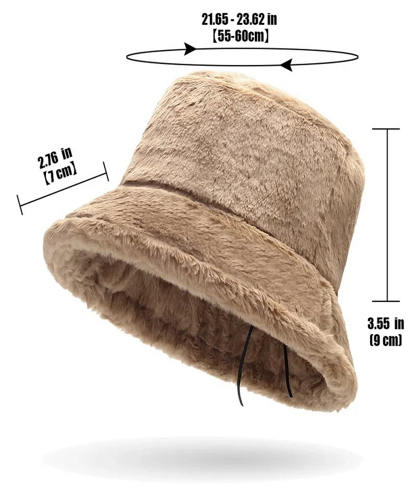 Winter Bucket Hat for Women Faux Fur Furry Hat Fluffy