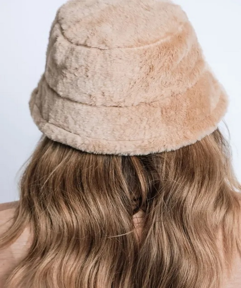 Winter Bucket Hat for Women Faux Fur Furry Hat Fluffy