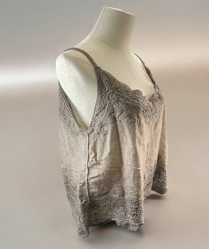 Women Sleeveless Tank Top Crochet Boho Camisole Crop Top Vintage Lace Trim