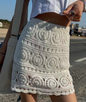 Women Summer Skirt Elastic Waist Lace Crochet