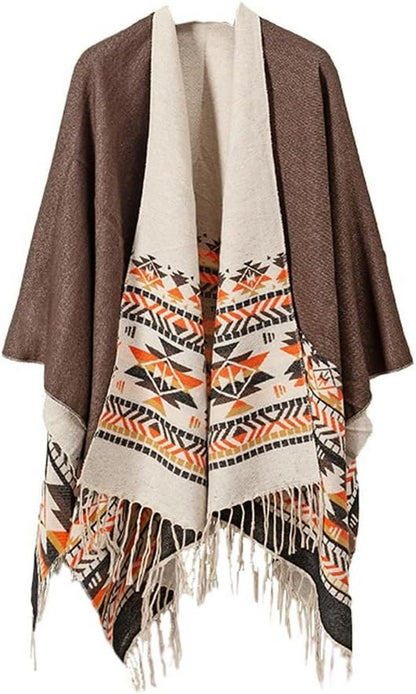 Women's Shawl Wrap Open Front Poncho Cape Boho Cardigan Poncho