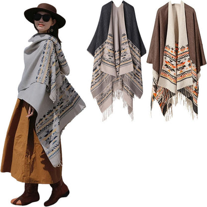 Women's Shawl Wrap Open Front Poncho Cape Boho Cardigan Poncho