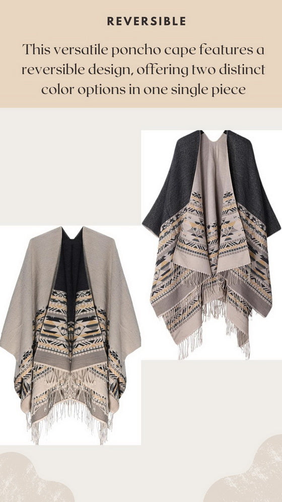 Women's Shawl Wrap Open Front Poncho Cape Boho Cardigan Poncho