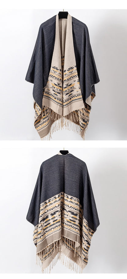 Women's Shawl Wrap Open Front Poncho Cape Boho Cardigan Poncho