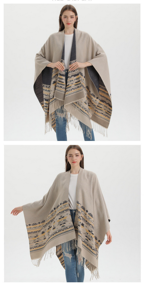 Women's Shawl Wrap Open Front Poncho Cape Boho Cardigan Poncho