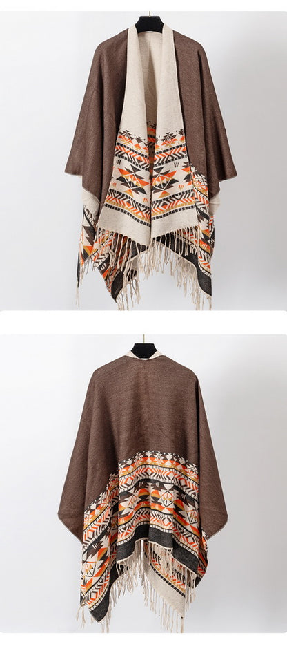 Women's Shawl Wrap Open Front Poncho Cape Boho Cardigan Poncho