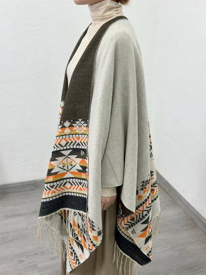 Women's Shawl Wrap Open Front Poncho Cape Boho Cardigan Poncho