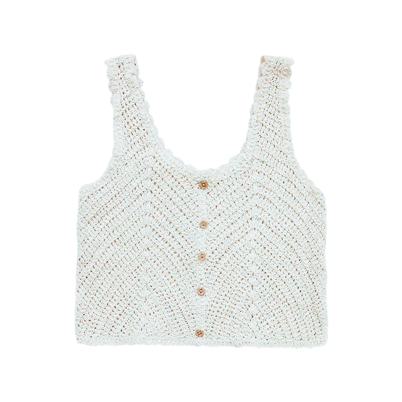 Women Sleeveless Tank Top Crochet Boho Camisole Crop Top Coconut Shell –  Pika Pika Twinkle