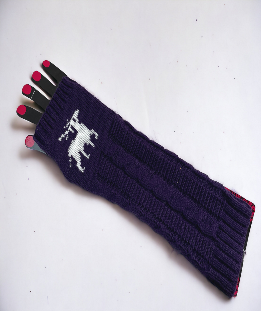 Fingerless Gloves Women Winter Knit Arm Warmers Long Reindeer