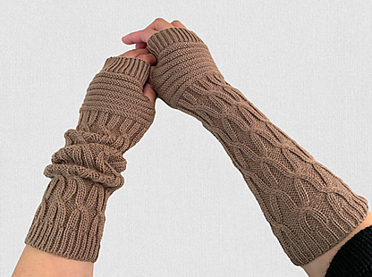 Fingerless Gloves Women Winter Knit Arm Warmers Long DM Pattern