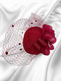 Women's Fascinator Vintage Bridal Wedding Feather Mesh Costume Headpiece Loops
