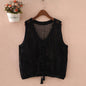 Women Sleeveless Tank Top Crochet Boho Camisole Crop Top Hollow Out Drawstring